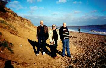 Tom, Dad, and me on Dunwich Beach